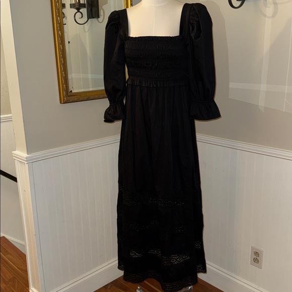 Especia Black Smocked Dress. Small. EUC.